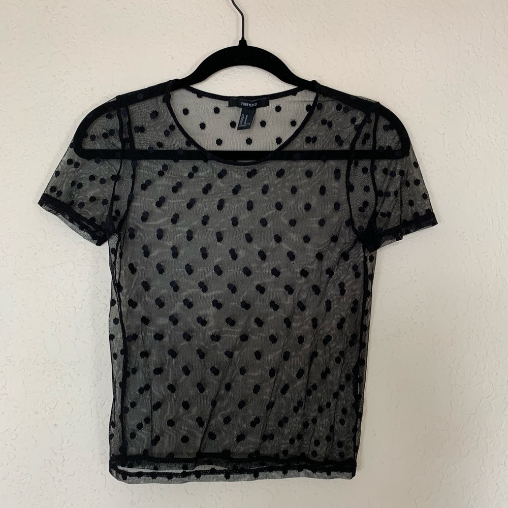 Forever21 Polka Dot Mesh Top